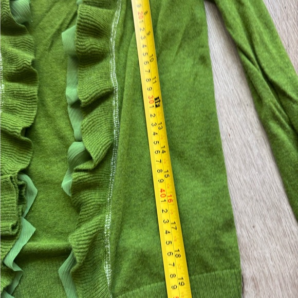 Abercrombie & Fitch Y2K vintage 2000s Green Ruffled Henley sweater kids XL - Picture 7 of 8